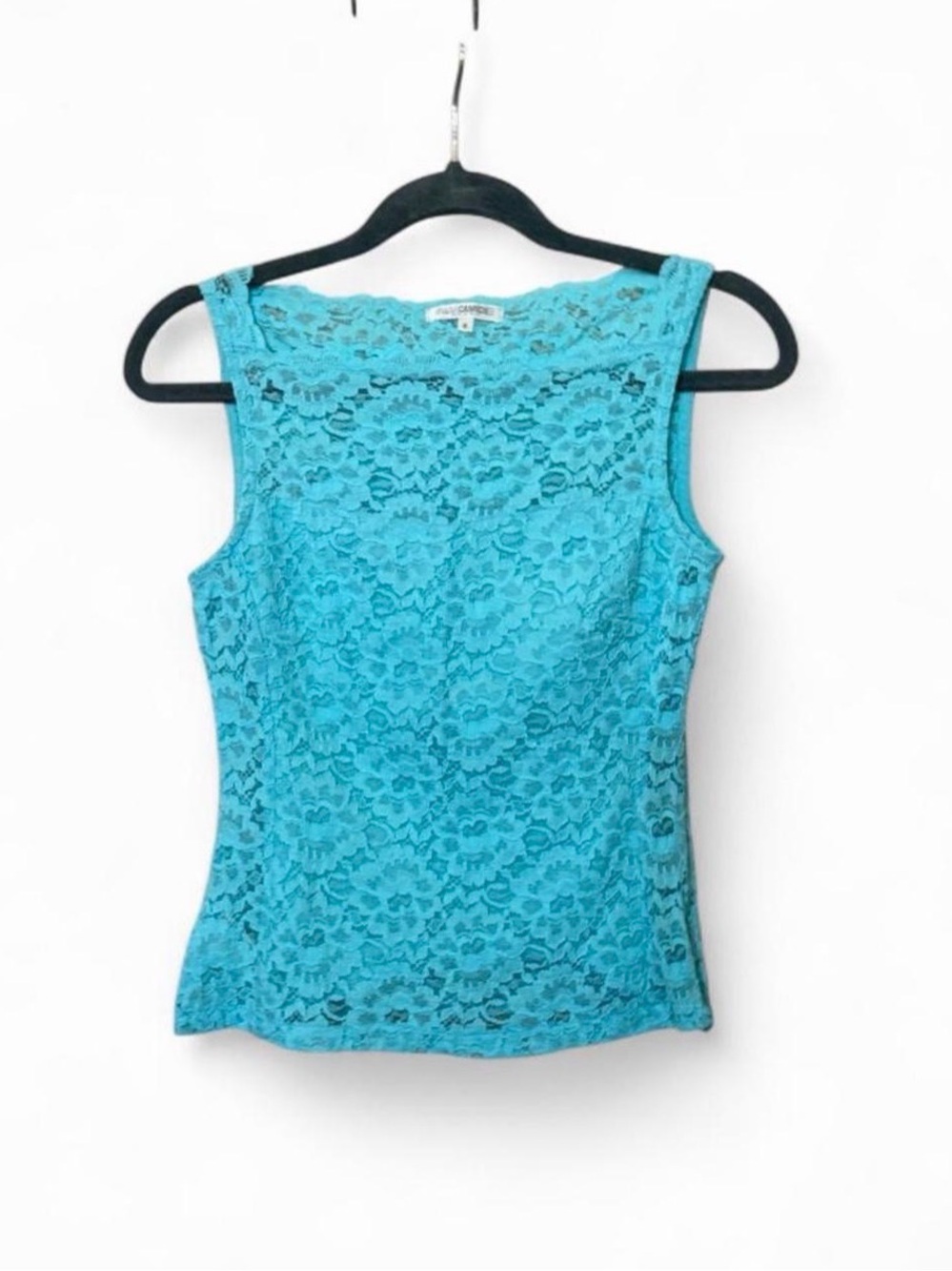 Nara Camicle Blue Floral Lace Sleeveless Blouse Size: M. Lined NWOT Retail $178